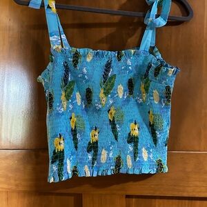 ModCloth x Collectif collab Blue Floral Smocked Crop Top